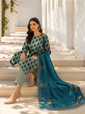 Blue Printed Lawn 3-Piece Women's Suit Set