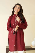 2Pcs Women's Stitched Cotton Lawn Embroidered Shirt And Trouser