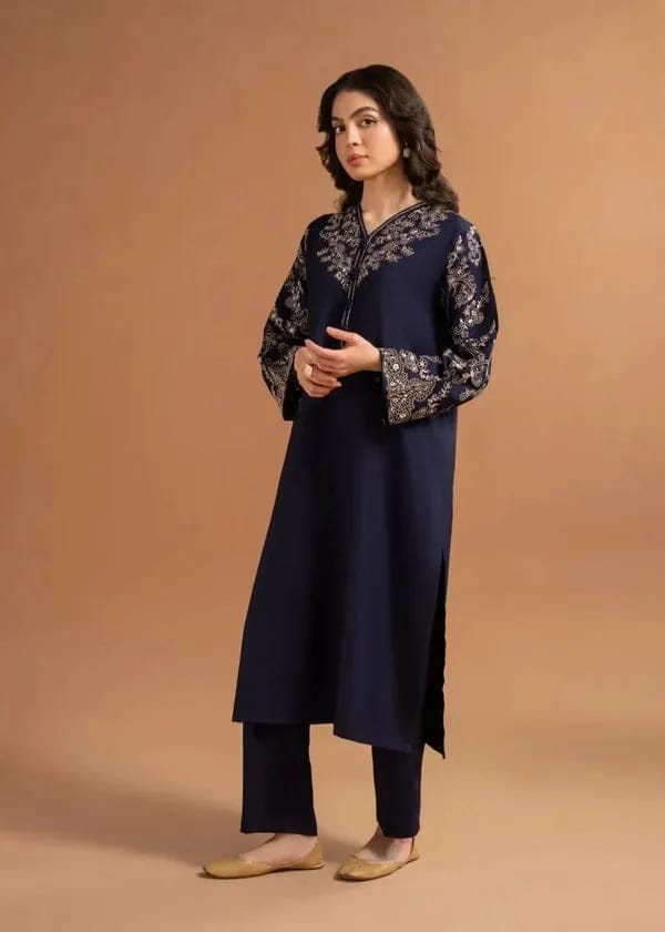 Blue Embroidered Lawn 2-Piece Suit Set for Women