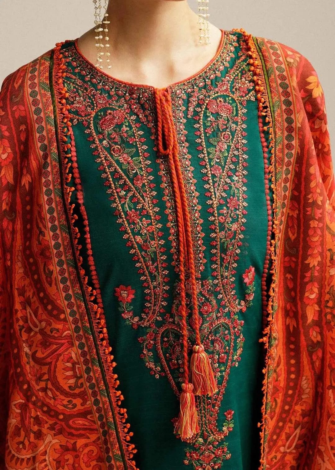 Green Embroidered Lawn 3pcs Set for Women